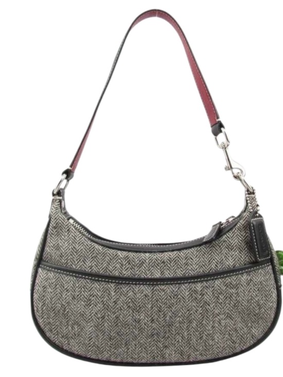 Coach Handbags - Coach 9398 Vintage Y2K Soho Baguette Herringbone Wool Leather Bag Gray/Black